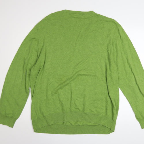 Pierre Cardin Men's Green 2XL Cotton V-Neck Jumper