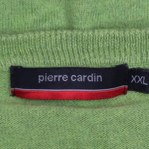 Pierre Cardin Men's Green 2XL Cotton V-Neck Jumper