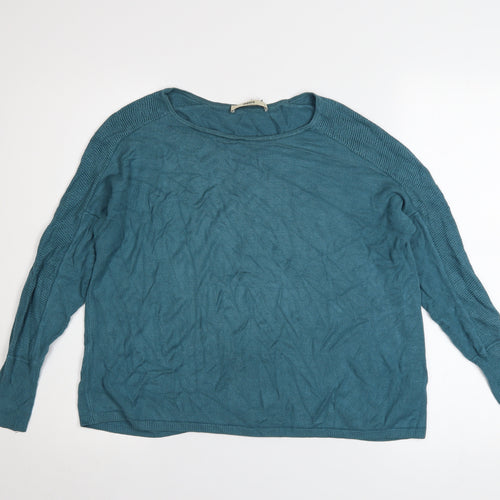 Oasis Women's Blue Crew Neck Long Sleeve Viscose Jumper Size S
