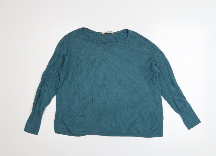 Oasis Women's Blue Crew Neck Long Sleeve Viscose Jumper Size S