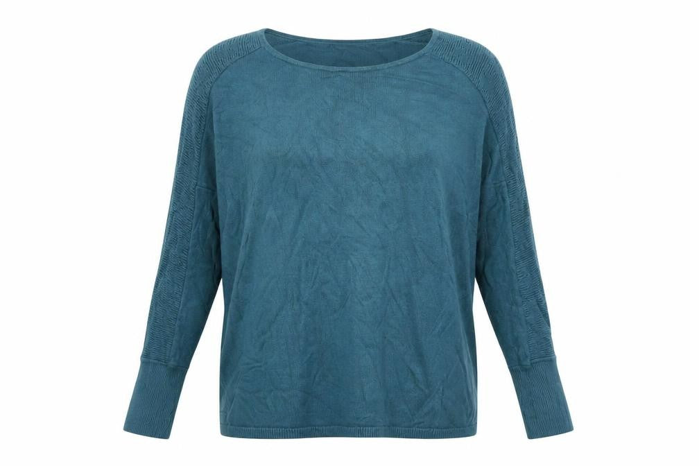 Front view of Oasis Women's Blue Crew Neck Long Sleeve Viscose Jumper, size S