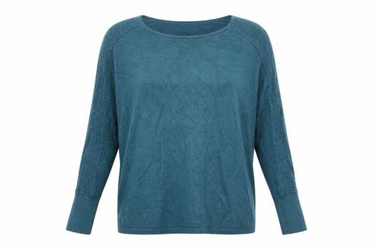 Front view of Oasis Women's Blue Crew Neck Long Sleeve Viscose Jumper, size S