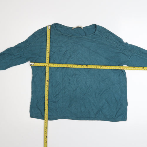 Oasis Women's Blue Crew Neck Long Sleeve Viscose Jumper Size S