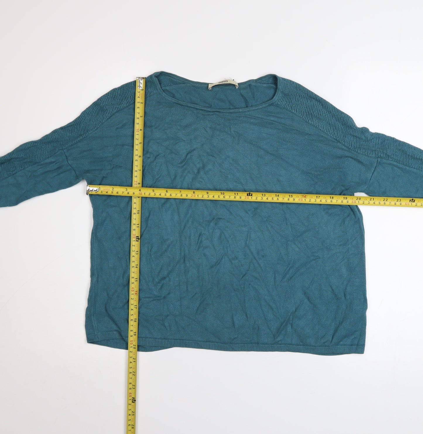 Oasis Women's Blue Crew Neck Long Sleeve Viscose Jumper Size S