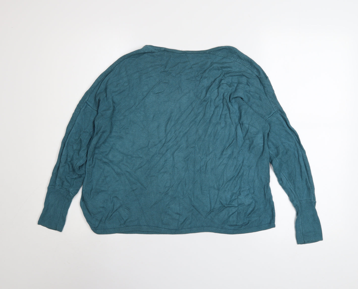 Oasis Women's Blue Crew Neck Long Sleeve Viscose Jumper Size S