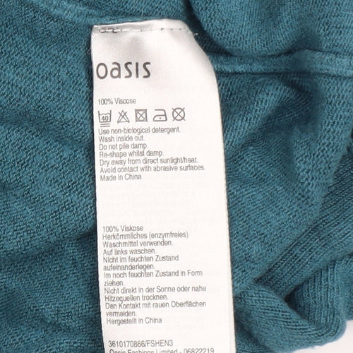Oasis Women's Blue Crew Neck Long Sleeve Viscose Jumper Size S
