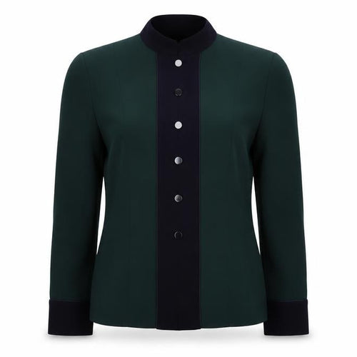 JH Collectibles Women's Green Wool Blazer Size 12 Classic Buttoned Long Sleeve
