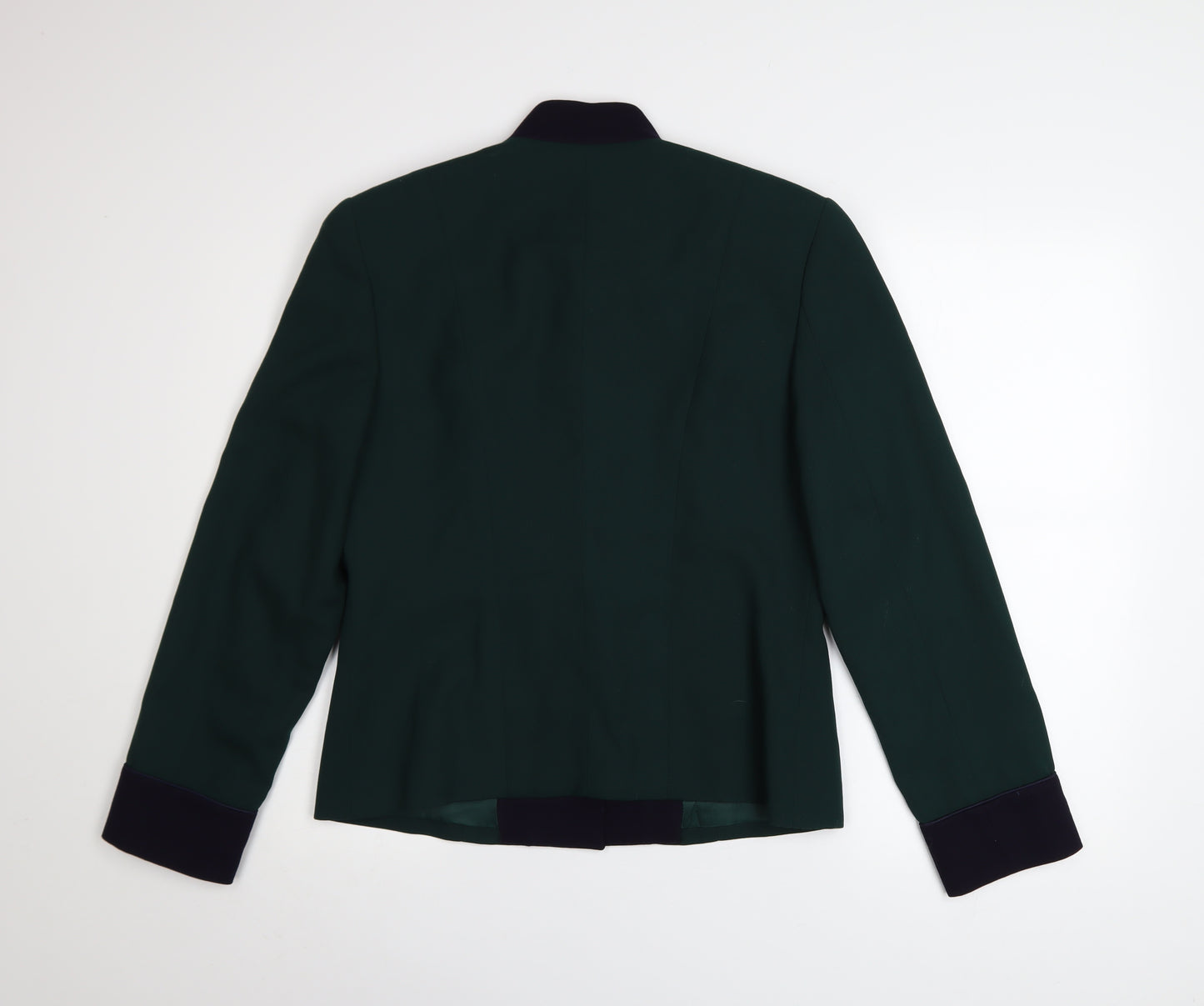 JH Collectibles Women's Green Wool Blazer Size 12 Classic Buttoned Long Sleeve