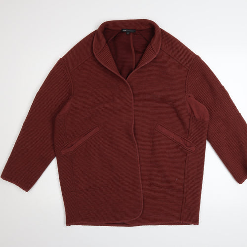 Moss Copenhagen Women’s Brown Knit Coatigan XS Relaxed Fit Open Front