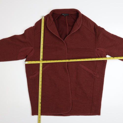Moss Copenhagen Women’s Brown Knit Coatigan XS Relaxed Fit Open Front