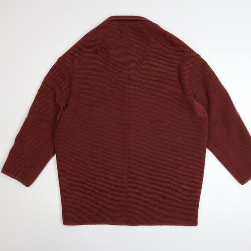 Moss Copenhagen Women’s Brown Knit Coatigan XS Relaxed Fit Open Front