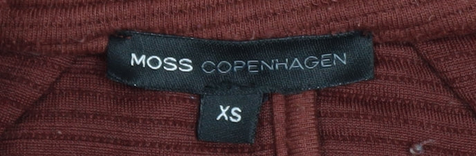 Moss Copenhagen Women’s Brown Knit Coatigan XS Relaxed Fit Open Front