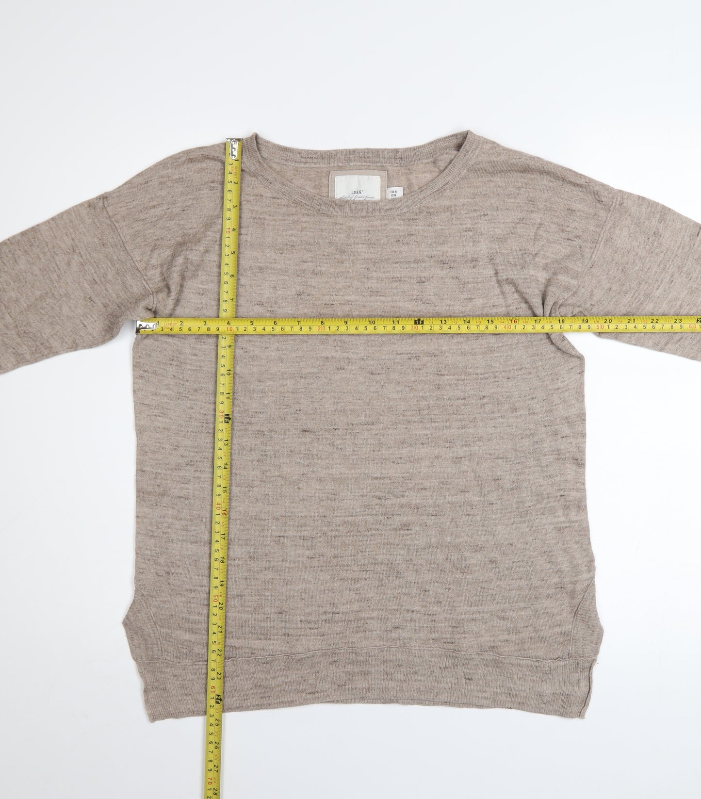 H&M L.O.G.G Womens Beige Cotton Crew Neck Jumper Size 12