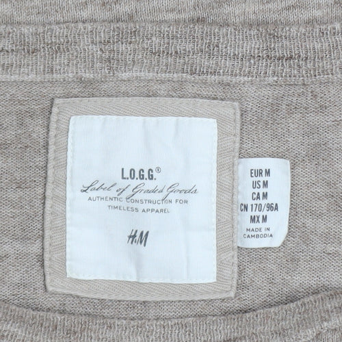 H&M L.O.G.G Womens Beige Cotton Crew Neck Jumper Size 12