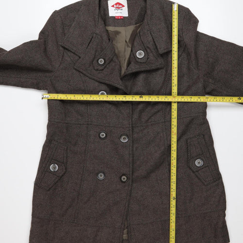 Lee Cooper Women’s Brown Wool Blend Pea Coat Size 14 Classic Mid-Length