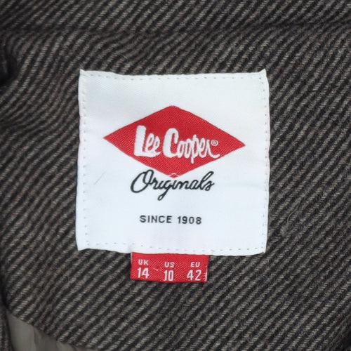 Lee Cooper Women’s Brown Wool Blend Pea Coat Size 14 Classic Mid-Length