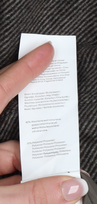 Lee Cooper Women’s Brown Wool Blend Pea Coat Size 14 Classic Mid-Length