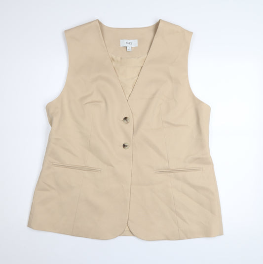 Marks and Spencer Women's Beige Waistcoat Size 18 Lined Classic Style