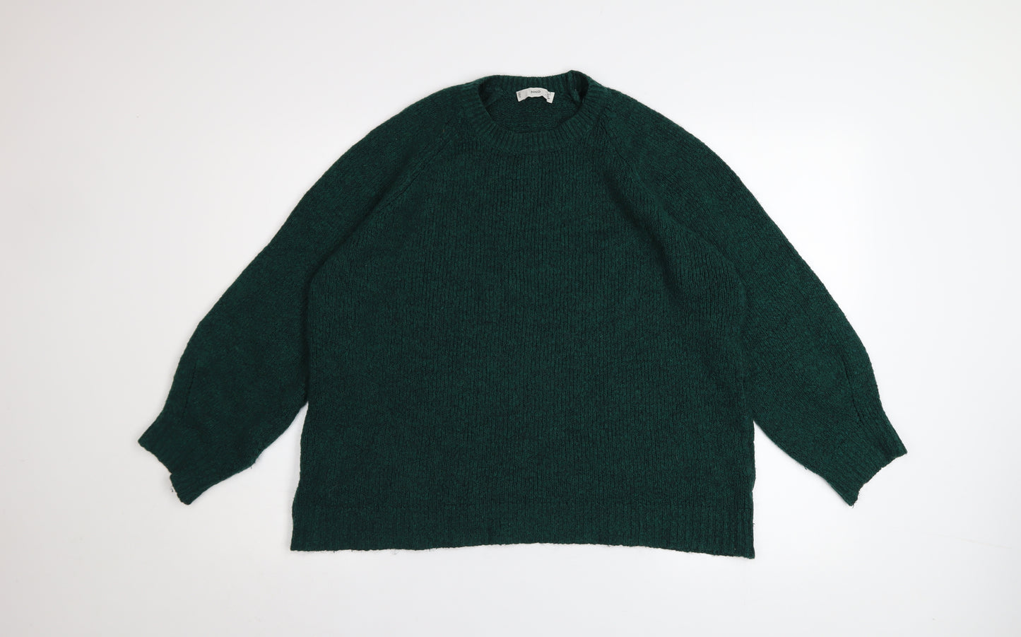 MNG Women Green Wool Blend Crew Neck Pullover Jumper Size M