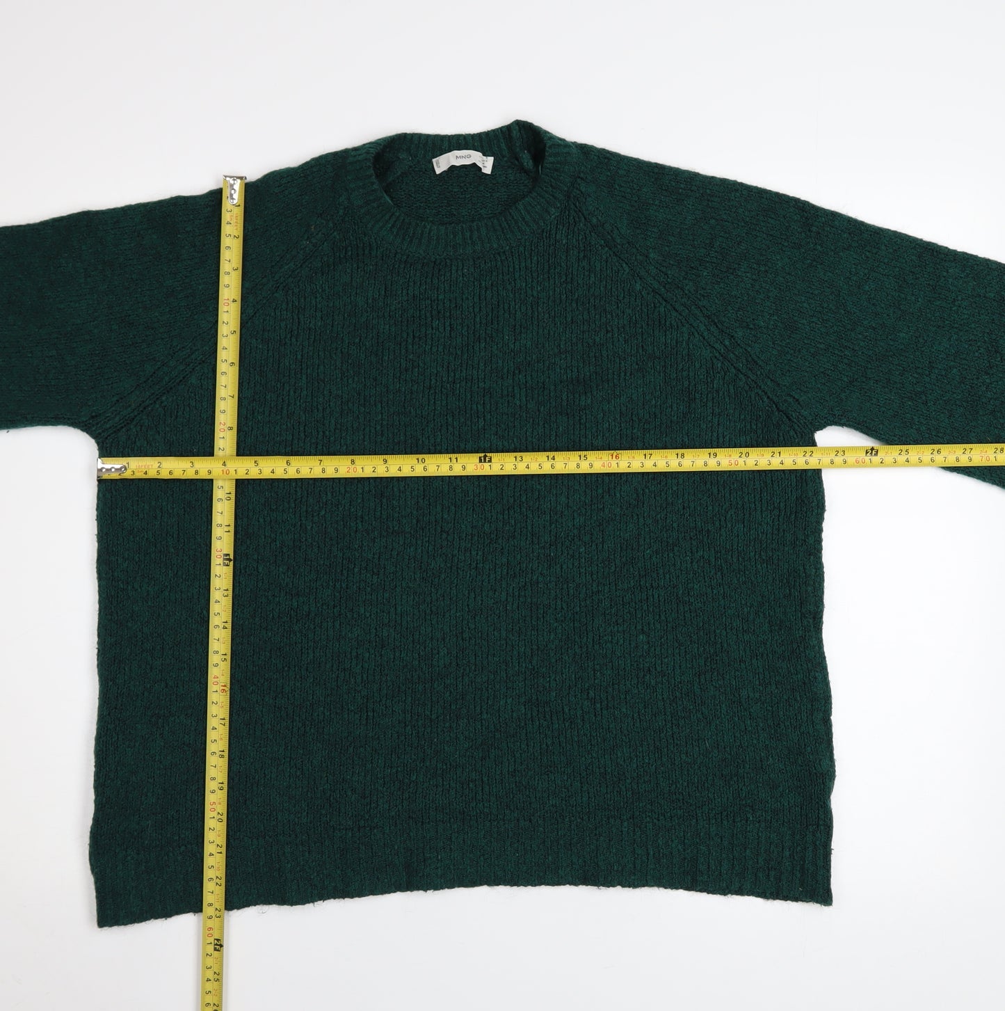 MNG Women Green Wool Blend Crew Neck Pullover Jumper Size M