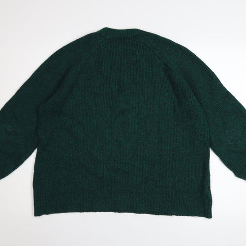 MNG Women Green Wool Blend Crew Neck Pullover Jumper Size M