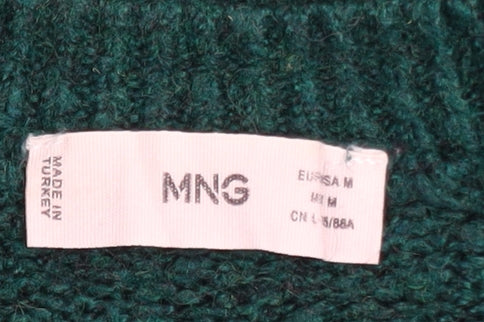 MNG Women Green Wool Blend Crew Neck Pullover Jumper Size M