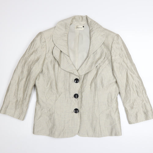 Precis Women Beige Linen Blend Classic Blazer Size 14