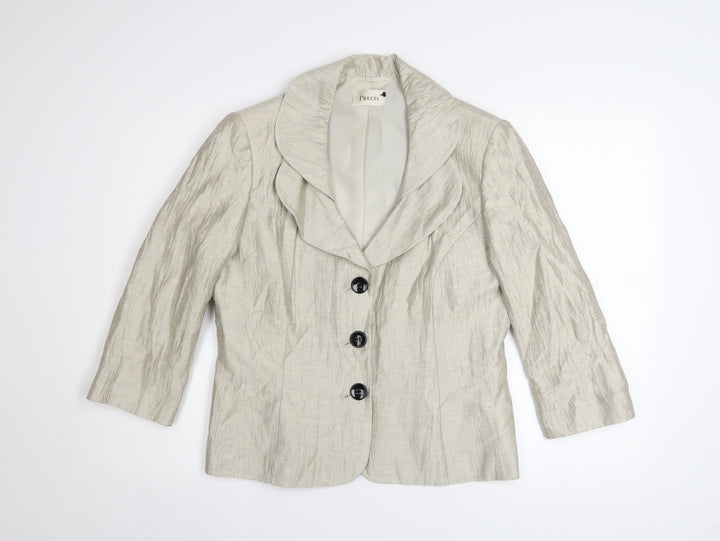 Precis Women Beige Linen Blend Classic Blazer Size 14