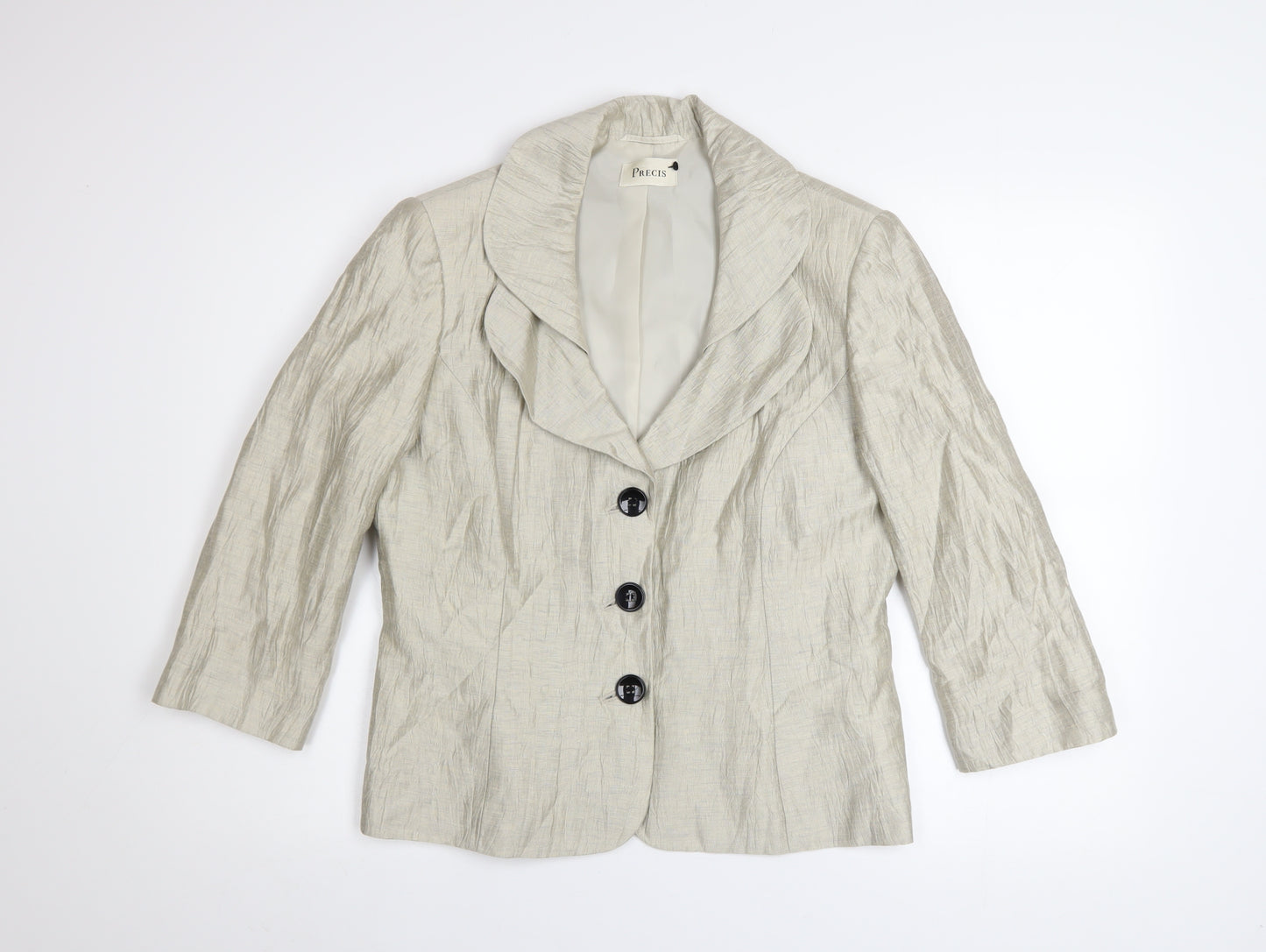 Precis Women Beige Linen Blend Classic Blazer Size 14