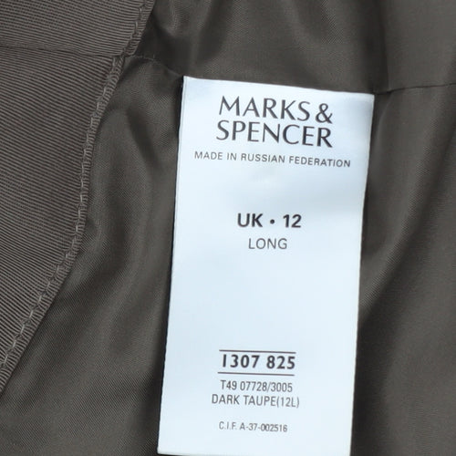 Marks and Spencer Women’s Brown Long Overcoat UK 12 Classic Style
