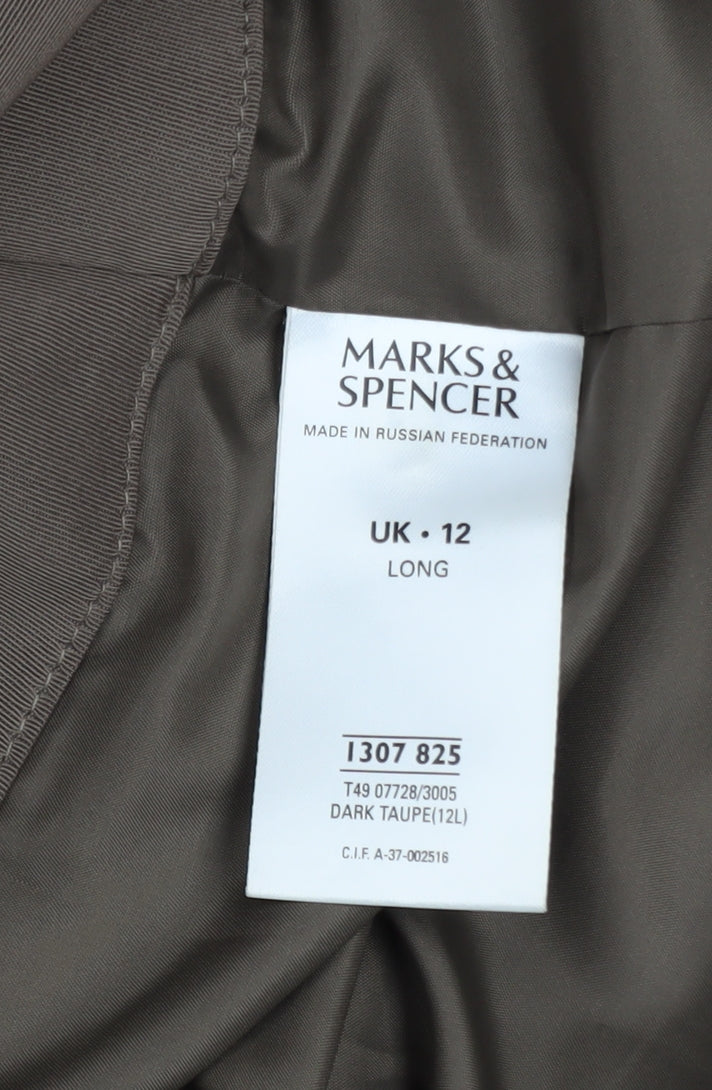 Marks and Spencer Women’s Brown Long Overcoat UK 12 Classic Style
