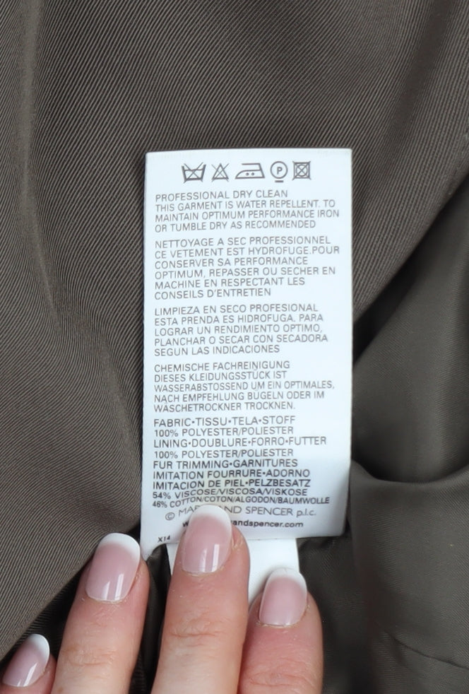 Marks and Spencer Women’s Brown Long Overcoat UK 12 Classic Style