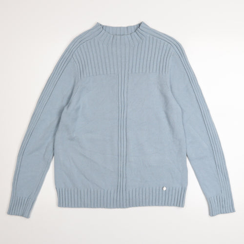 Gollehaug Women Blue Mock Neck Long Sleeve Knit Jumper Size 12