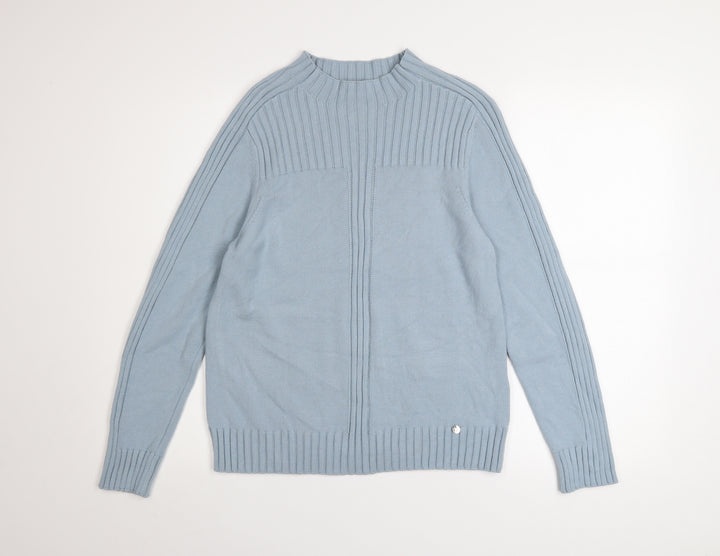 Gollehaug Women Blue Mock Neck Long Sleeve Knit Jumper Size 12