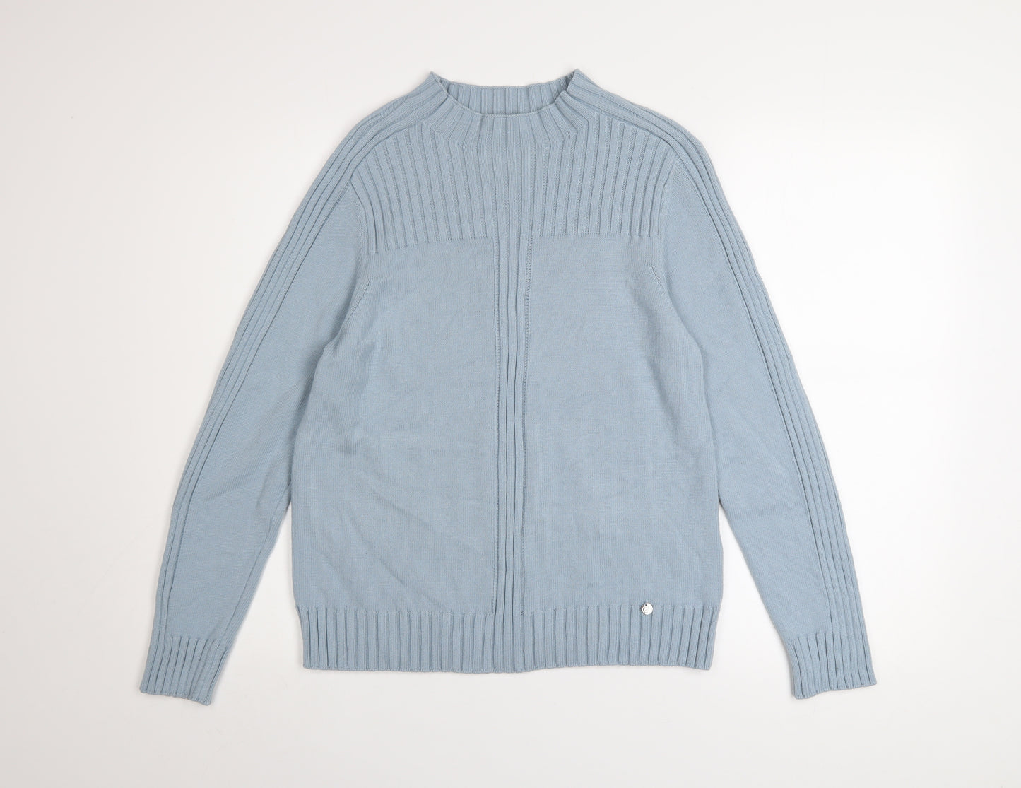 Gollehaug Women Blue Mock Neck Long Sleeve Knit Jumper Size 12