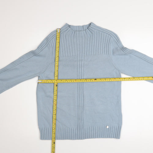 Gollehaug Women Blue Mock Neck Long Sleeve Knit Jumper Size 12
