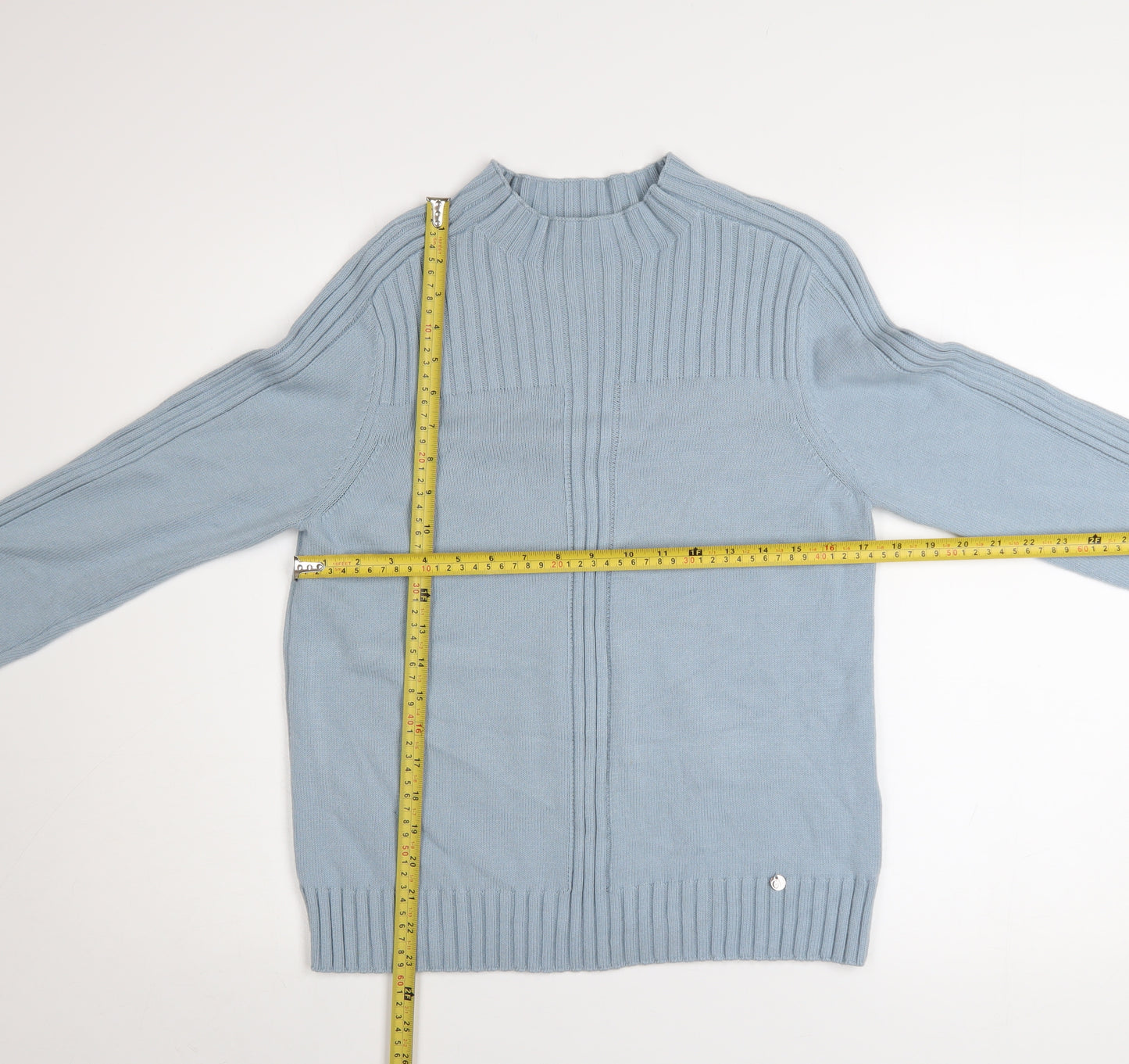Gollehaug Women Blue Mock Neck Long Sleeve Knit Jumper Size 12