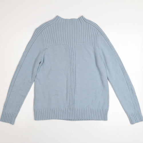 Gollehaug Women Blue Mock Neck Long Sleeve Knit Jumper Size 12