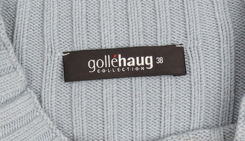 Gollehaug Women Blue Mock Neck Long Sleeve Knit Jumper Size 12