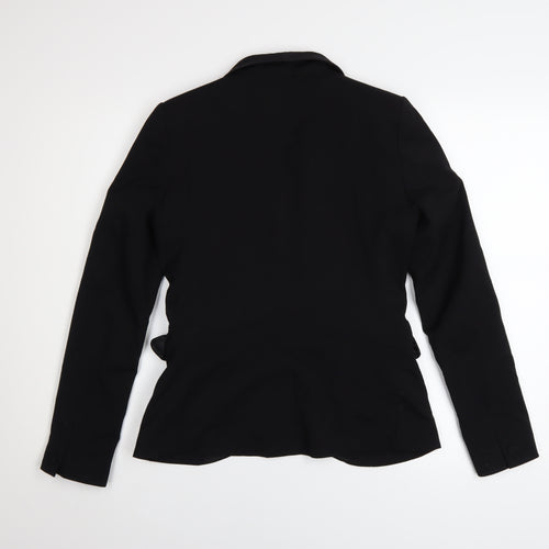 H&M Women Black Size 8 Shawl Lapel Single-Breasted Blazer Jacket