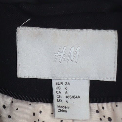 H&M Women Black Size 8 Shawl Lapel Single-Breasted Blazer Jacket