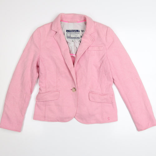 Joules Womens Pink Blazer UK 8 Classic Single-Breasted Cotton Blend