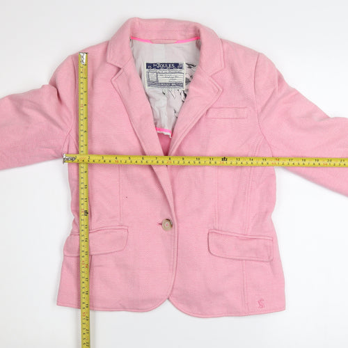 Joules Womens Pink Blazer UK 8 Classic Single-Breasted Cotton Blend