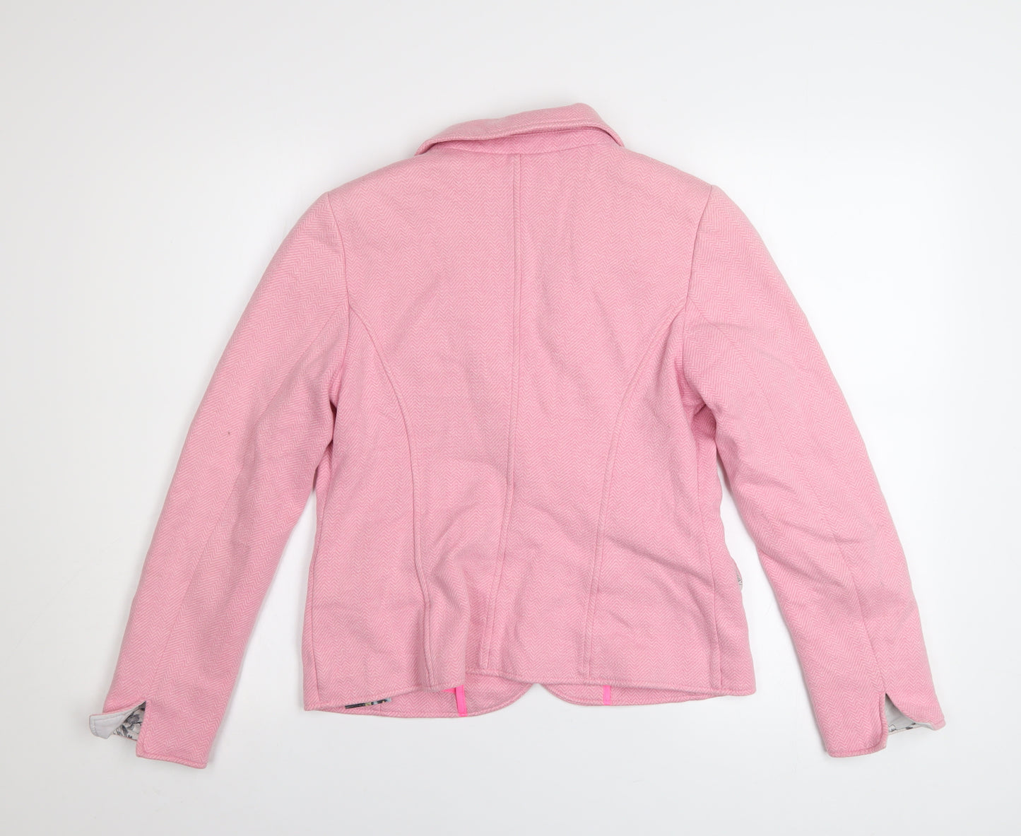 Joules Womens Pink Blazer UK 8 Classic Single-Breasted Cotton Blend