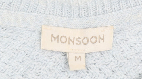 Monsoon Women Blue Knit Alpaca Blend Pullover Jumper M