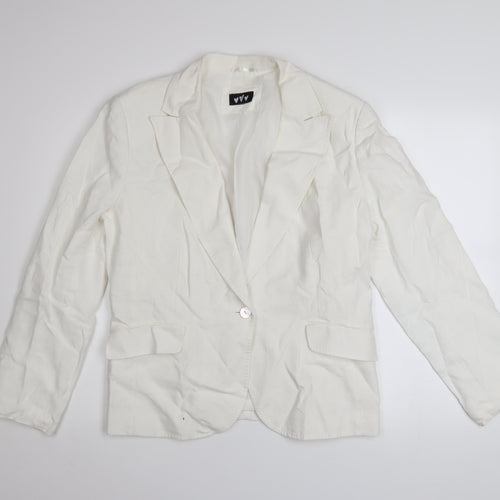 Marks and Spencer Per Una White Linen Cotton Blazer Women’s Size 18