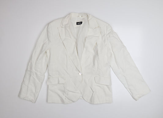 Marks and Spencer Per Una White Linen Cotton Blazer Women’s Size 18