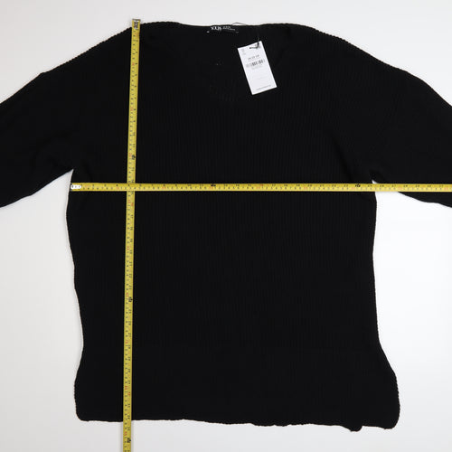 Yours Women’s Black Plus Size 22 Chunky Knit V-Neck Pullover Jumper