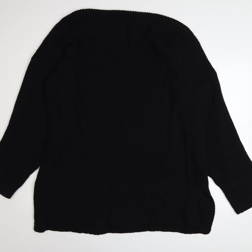 Yours Women’s Black Plus Size 22 Chunky Knit V-Neck Pullover Jumper