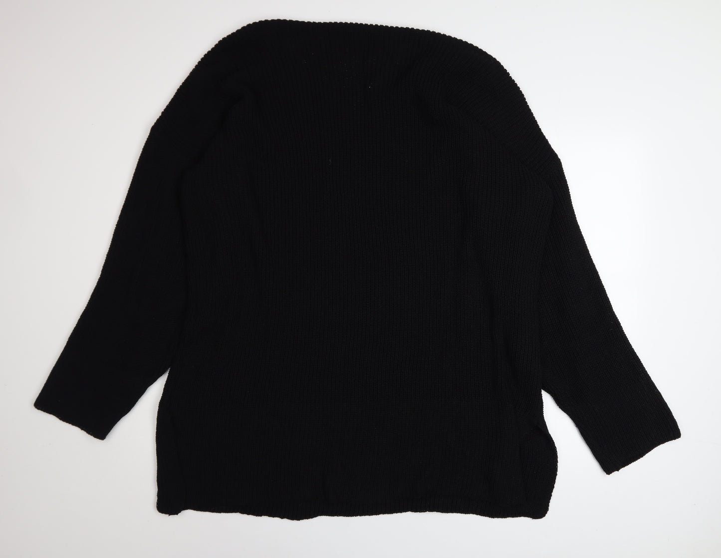 Yours Women’s Black Plus Size 22 Chunky Knit V-Neck Pullover Jumper